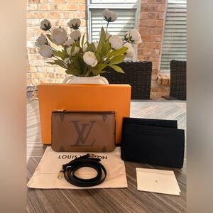 Louis Vuitton Brown Reverse Monogram Double Zip Pochette